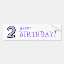 Silly Number 2 lavender white Birthday Bumper Stickers