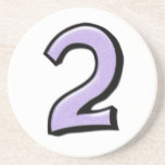 Silly Number 2 lavender white Coaster