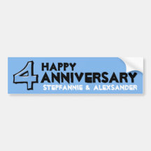 Silly Number 4 blue Anniversary Bumper Sticker