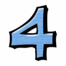 Silly Number 4 blue Cake Topper Cut Out