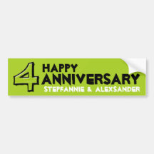 Silly Number 4 green Anniversary Sticker Bumper Sticker