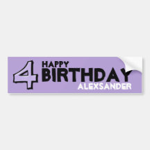 Silly Number 4 lavender Birthday Bumper Sticker