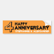 Silly Number 4 orange Anniversary Sticker Bumper Sticker