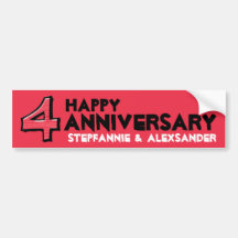 Silly Number 4 red Anniversary Sticker Bumper Sticker