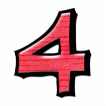 Silly Number 4 red Cake Topper Cut Out