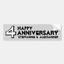 Silly Number 4 white Anniversary Sticker Bumper Stickers
