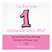 Silly Numbers 1 pink 1st Birthday Invitation