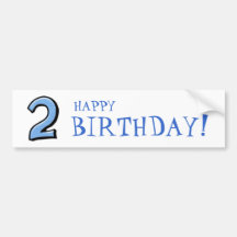 Silly Numbers 2 blue Birthday Stickers Bumper Stickers