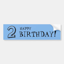 Silly Numbers 2 blue Birthday Stickers Bumper Stickers