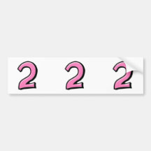 Silly Numbers 2 pink cutout Stickers Bumper Stickers