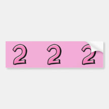 Silly Numbers 2 pink cutout Stickers Bumper Sticker