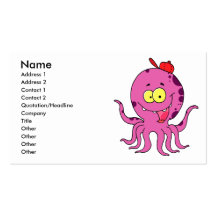 silly octopus wearing baseball cap hat business card template