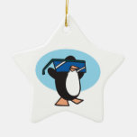 silly penguin with big sunglasses christmas tree ornaments