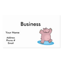 silly pink dancing hippo business card