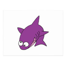 silly purple shark post cards
