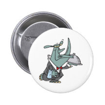 silly rhino waiter butler servant cartoon pins