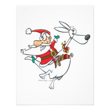 silly santa on a kangaroo funny cartoon custom invitations