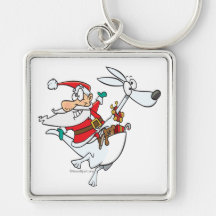 silly santa on a kangaroo funny cartoon key chain