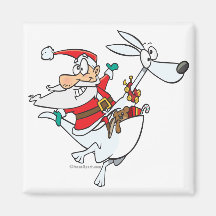 silly santa on a kangaroo funny cartoon refrigerator magnets