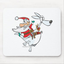 silly santa on a kangaroo funny cartoon mouse mat