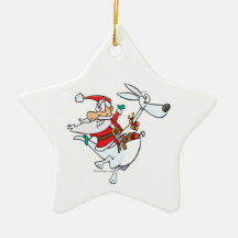 silly santa on a kangaroo funny cartoon ornament