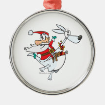 silly santa on a kangaroo funny cartoon christmas ornament