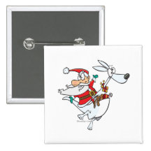 silly santa on a kangaroo funny cartoon pin