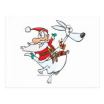 silly santa on a kangaroo funny cartoon postcard