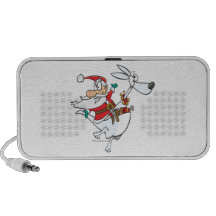 silly santa on a kangaroo funny cartoon iPod speakers