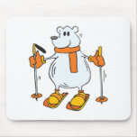 silly skiing polar bear mouse pad
