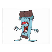 silly super villian evil chocolate candy bar postcard