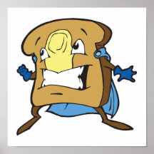 silly superhero caped super toast poster