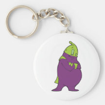 silly superhero eggplant cartoon character key chain