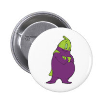 silly superhero eggplant cartoon character pin