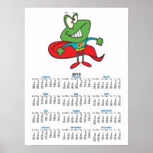 silly superhero super hero frog poster