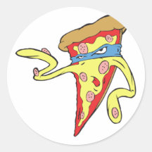 silly superhero villian pepperoni pizza character sticker