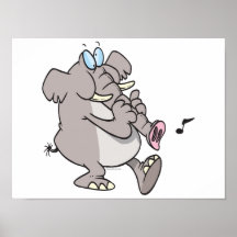 silly trumpet horn elephant tooting trunk print