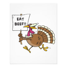 silly turkey with eat beef sign toon custom invites