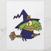 silly witchy witch toad on broomstick personalized flyer