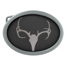 Silver and Black Deer Skull Belt Buckle