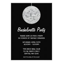 Silver and Black Disco Ball Bachelorette Party Invites