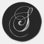 Silver And Black Formal Wedding Monogram S Seal Sticker