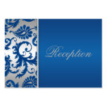 Silver and Cobalt Blue Damask Enclosure Card Business Card Templates