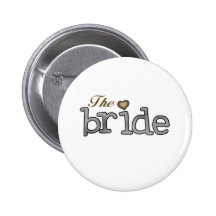 Silver and Gold Bride Pinback Button