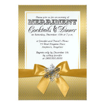 Silver And Gold Holiday Dinner Party Invitations