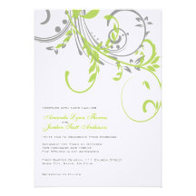 Silver and Lime Double Floral Wedding Invitation