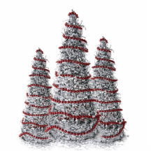Silver and Red Christmas Tree Holiday Ornaments Photo Sculpture