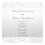 Silver and White Damask Personalized Invite