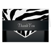 Silver Black Elegant Zebra Thank You Card