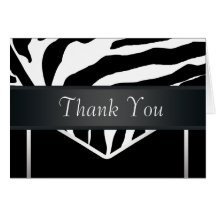 Silver Black Elegant Zebra Thank You Card
